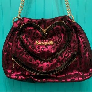 Betsey Johnson Pink Purple Leopard Purse